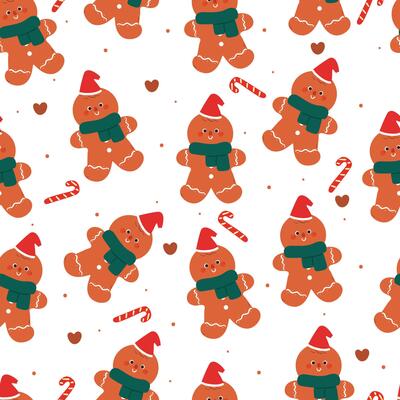 seamless pattern cartoon gingerbread for christmas day. cute christmas wallpaper for fabric print, gift wrap paper