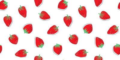 Seamless pattern with red ripe strawberries. Yummy appetizing print. vector