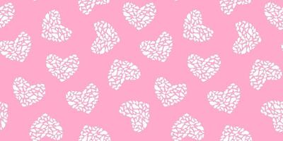 Seamless pattern with abstract silhouettes of hearts on a pink background. Festive print for lovers. vector
