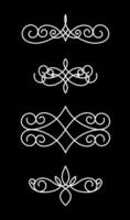 Set collection of retro four ornaments art on white and black colour vector