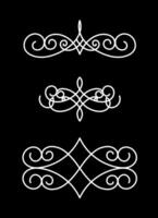 three set collection of retro ornaments divider vector