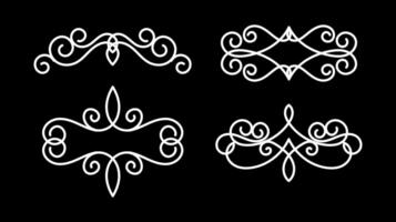 Art collection of four retro ornaments on black and white colour vector
