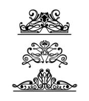 Ornaments three collection art in vintage style on black and white color vector