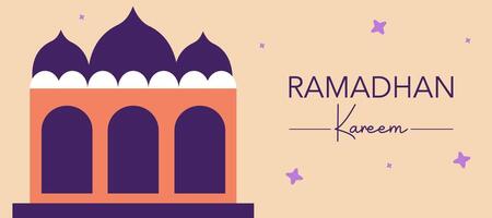 Ramadan Kareem, Eid Mubarak, Eid al Adha, and Eid al Fitr greeting card illustration on cream color background vector