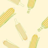 Editable Various Positions of Outline Style Corns Vectorized Illustration as Seamless Pattern for Creating Background of Thanksgiving Day Related Design vector