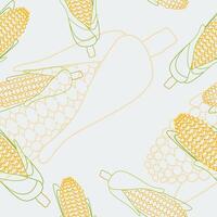 Editable Outline Style Corns Vectorized Illustration in Various Positions as Seamless Pattern for Creating Background of Thanksgiving Day Related Design vector