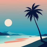 Serene Beach Illustration with Soft Pastel Gradients vector