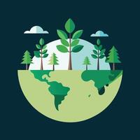Nature-Themed Tree Emerging from a Globe vector