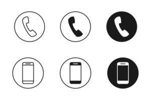 Phone and smartphone icon with black color vector