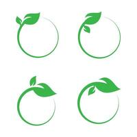 Green and leaf logo design template, circle and leaf vector