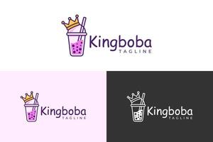 King boba drink logo design vector