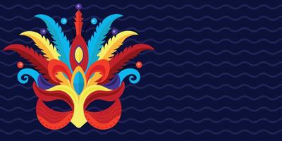 Background with carnival mask on side with empty space. vector