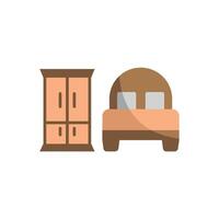 Cupboard and bed icon showcases a clean and minimalist style, ideal for representing home organization, space-saving furniture, or cozy bedroom settings. vector