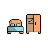 Cupboard and bed icon offers a simple and organized appearance, perfect for enhancing digital platforms, furniture stores, or design materials. vector