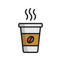 Coffee paper cup drink icon embodies a warm and inviting feel, ideal for creating a connection with coffee lovers in marketing materials. vector