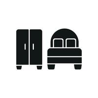 Cupboard and bed icon offers a space-conscious and cozy design, perfect for promoting small living spaces, apartments, or shared accommodations. vector