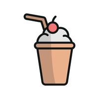 Milkshake drink icon showcases a playful and delicious look, ideal for enhancing branding for ice cream shops, diners, or casual eateries. vector