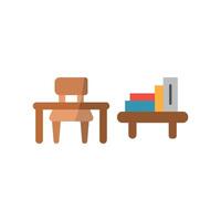 Desk and book shelf icon showcases a minimalist and clean style, ideal for representing productivity and professionalism in digital or print media. vector