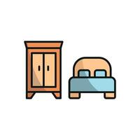 Cupboard and bed icon embodies a classic and cozy aesthetic, perfect for creating a homey vibe in lifestyle or home organization projects. vector
