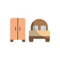 Cupboard and bed icon brings a practical and stylish touch, perfect for promoting bedroom furniture, home improvement ideas, or small-space solutions. vector