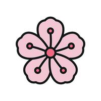 Cherry blossom flower icon showcases a timeless and romantic look, ideal for enhancing floral patterns or cultural designs. vector