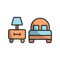 Bedside table and bed set icon delivers a simple and functional aesthetic, ideal for blogs or promotions about home organization. vector
