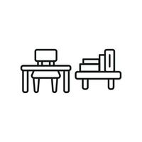 Desk and book shelf icon brings a sleek and organized touch, perfect for education-themed designs or study-focused content. vector