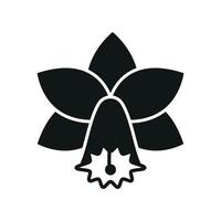 Daffodil flower icon highlights a clean and classic look, suitable for invitations, greeting cards, or botanical branding. vector