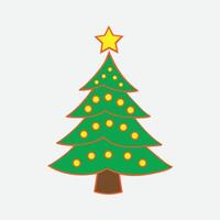 Christmas card with an elegant Christmas tree, a garland, balls and an inscription. Logo, symbol of the holiday. Christmas Editable tree icon vector