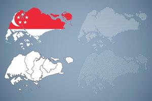 Singapore Map Illustration with Flag vector