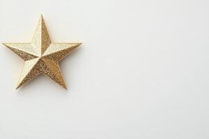 Glittering gold and white stars arranged artistically on a neutral background photo