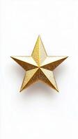 Decorative golden star surrounded by sparkling glitter on a light background photo