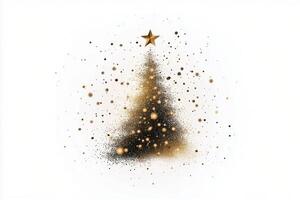Gold and black glitter tree decoration with star during holiday season celebration photo