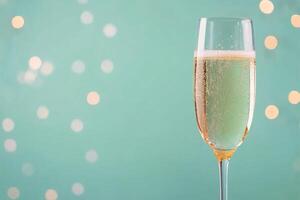 Celebrating special moments with sparkling wine in an elegant glass on a festive background photo