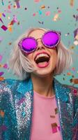 Celebrating joy with vibrant colors and playful confetti during a festive event photo