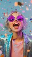 Celebrating joy with vibrant colors and playful confetti during a festive event photo
