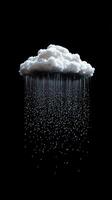 Creative representation of a cloud raining down droplets in a dark setting photo