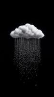 Creative representation of a cloud raining down droplets in a dark setting photo