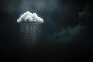 Dark clouds release rain over a gloomy sky during a stormy evening photo