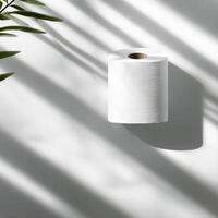White paper towel roll creates soft shadows and highlights against a simple background photo