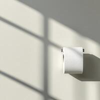 White paper towel roll creates soft shadows and highlights against a simple background photo
