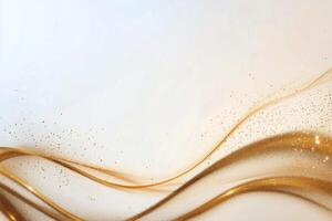 Elegant golden wave design with sparkles on a light background photo
