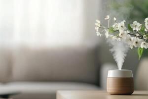 Elegant diffuser with flowers in a serene living room setting during daytime photo