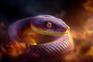 Detailed close up of a vibrant snake with unique coloration photo