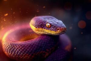 Detailed close up of a vibrant snake with unique coloration photo