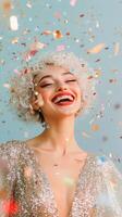 Joyful celebration with colorful confetti and bright smiles in a festive atmosphere photo