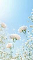 Delicate white flowers gently swaying in a soft and dreamy atmosphere photo