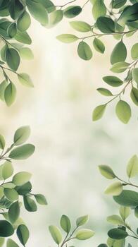 Green leaves frame softly diffused light in a natural setting photo