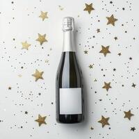 Celebrate with sparkling wine and golden stars for a festive occasion photo