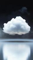 Cloud hovering above calm water with mist in serene atmosphere photo